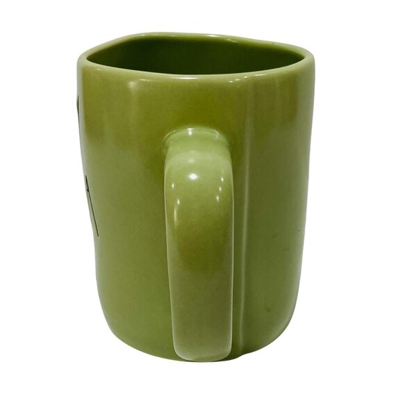 RAE DUNN GREEN HAPPY HOLLA DAYS MAGENTA CERAMIC TEA COFFEE CHRISTMAS MUG - Picture 2 of 3